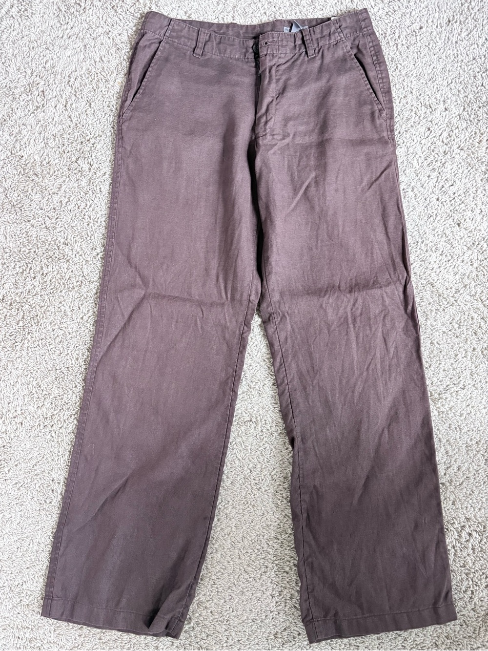 H&M Women’s Loose Fit Brown Linen Trouser Style Pants - size 32